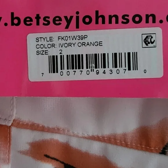 New BETSEY JOHNSON Floral shirt Dress Chiffon Size 2 - Picture 6 of 7